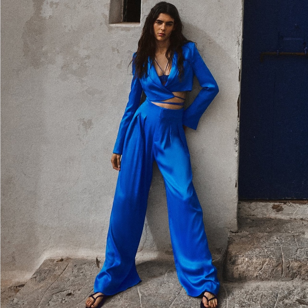 Zara blue satin SET (XS)